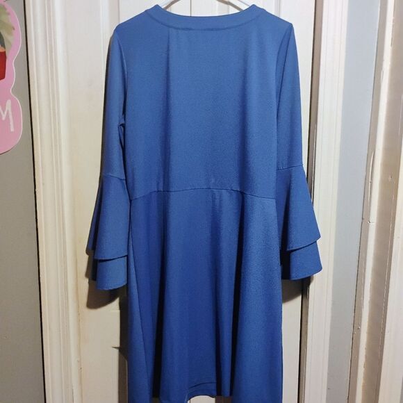 Isaac Mizrahi Blue Long Sleeve Dress - Picture 5 of 9